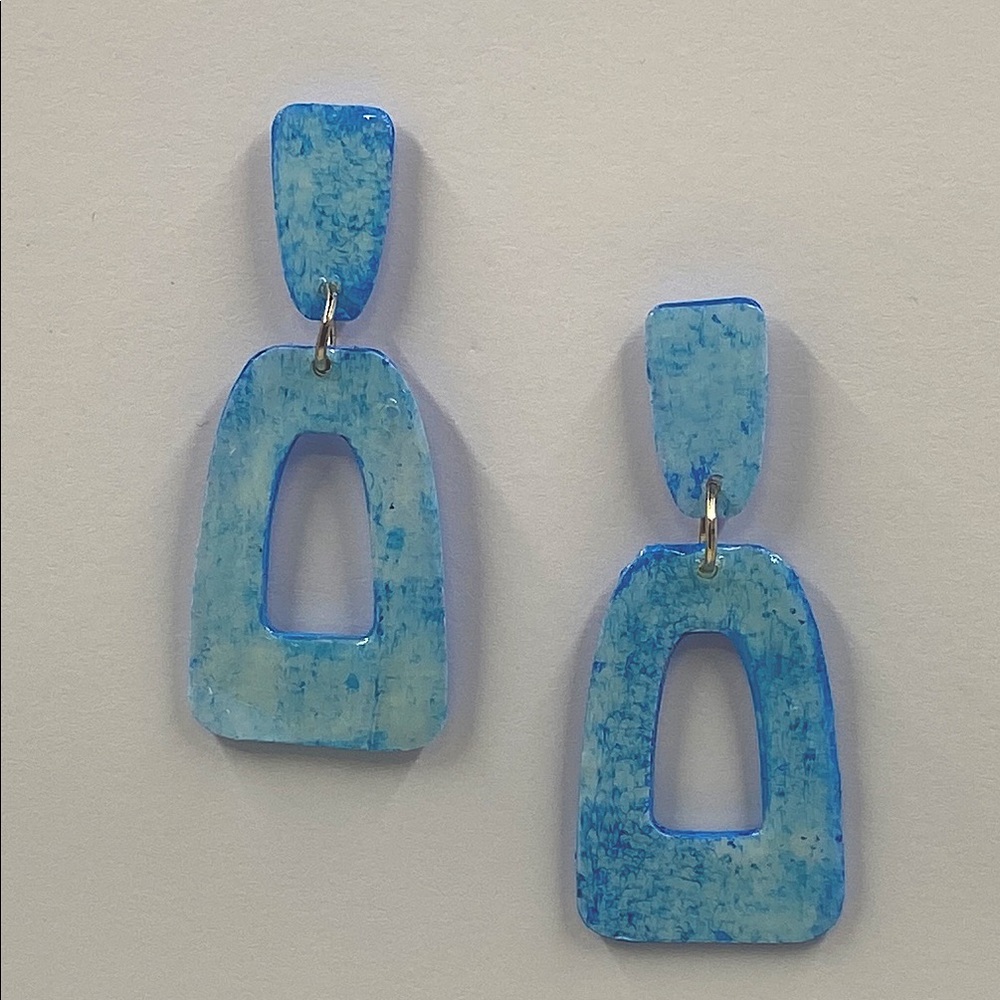 Artistic Blue Dangle Earrings Handcrafted - Picture 10 of 11